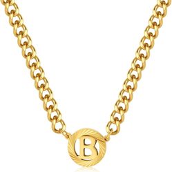 Stainless Steel 18K Gold Initial Necklace Gifts for Men Women A-Z Letter Pendant 20+3 Inch Chain Birthday Christmas Valentine Graduation Anniversaries
