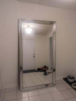 Large Glam Floor Mirror – Antiqued Mirrored Frame, 80" Tall