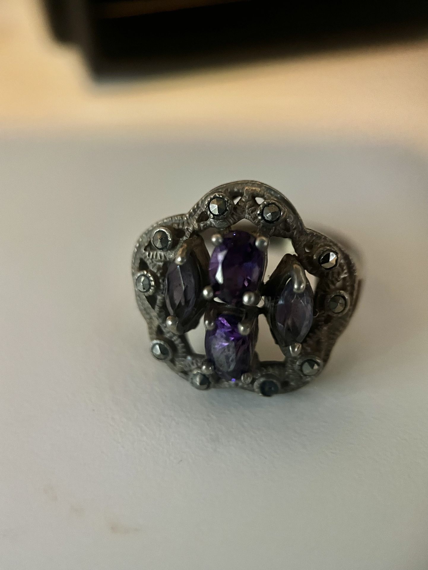 Beautiful 5 1/2 Size Purple Garnet sterling silver ring