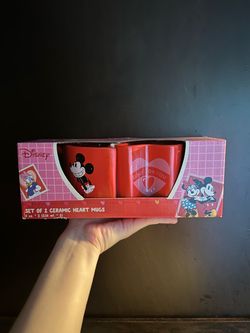 Mikey and Minnie heart mugs