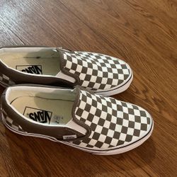 Brown and White Checkered Vans $20