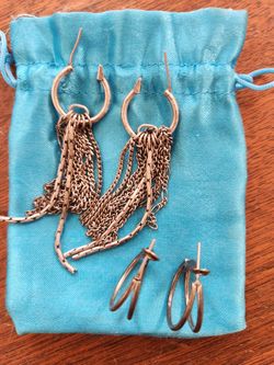 2 Pair Silver Tone Earrings 
