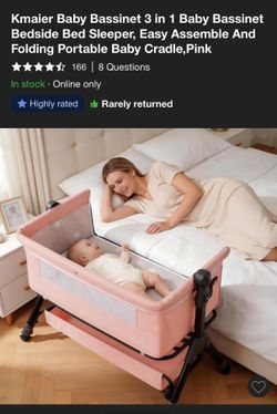 Pink Baby Bassinet Bedside sleeper