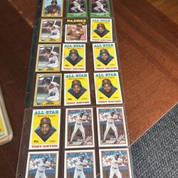 Tony Gwynn San Diego Padres Baseball Player Collection Of 21 Mint Condition Baseball Cards Tops/Score 1980S