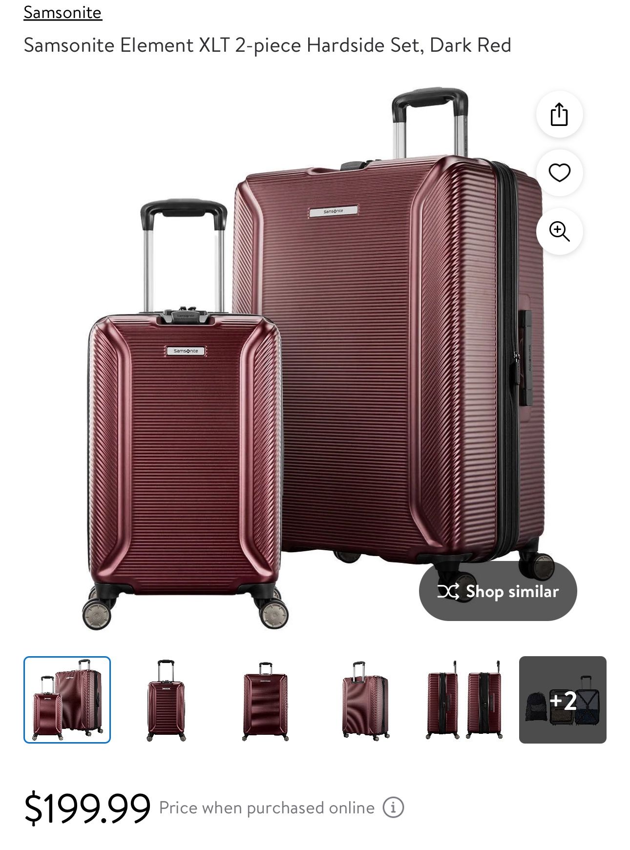 Samsonite Element XLT 2-piece Hardside Set, Dark Red for Sale in
