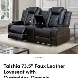 Wayfair loveseat

Power Reclining Faux Leather Loveseat w/ Console, Cupholders & LED Lights

Like New - Two months of use
Active warranty
