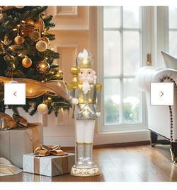 2 Traditional nutcracker king in white with lights, 2ft tall