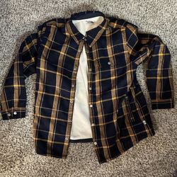 The North Face Campshire Sherpa Lined Shirt Jacket Plaid Snap Front Blue Mens XL