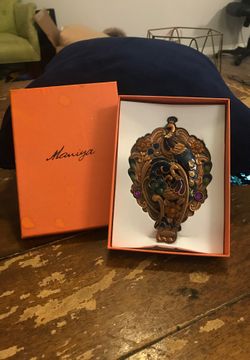 Vintage Maniya Bronze Peacock Mirror