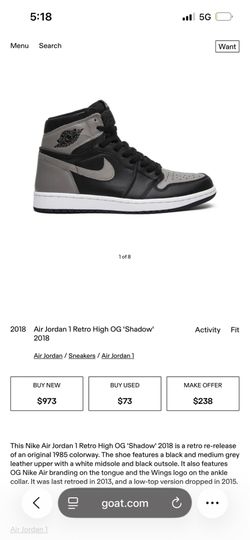 Retro 1 shadows the high tops these are rare hmu $220