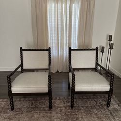 Two Wood Spindle Accent Chairs 