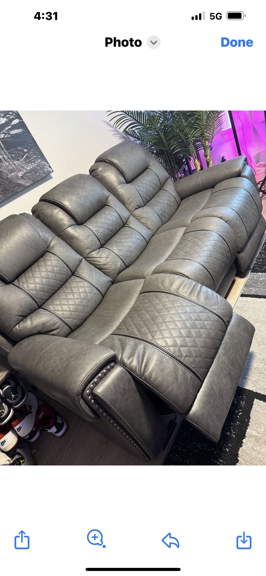 Faux Leather Couch recliner Three Seater Two Recliners