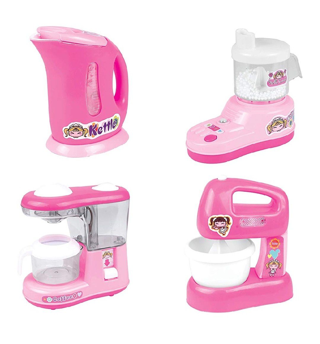 Kitchen Small Appliance Toy Pretend Play Set with Juicer Mixer Kettle and Coffee Maker