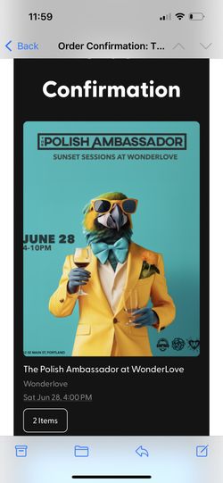 Two Tickets For polish ambassador Tonight!