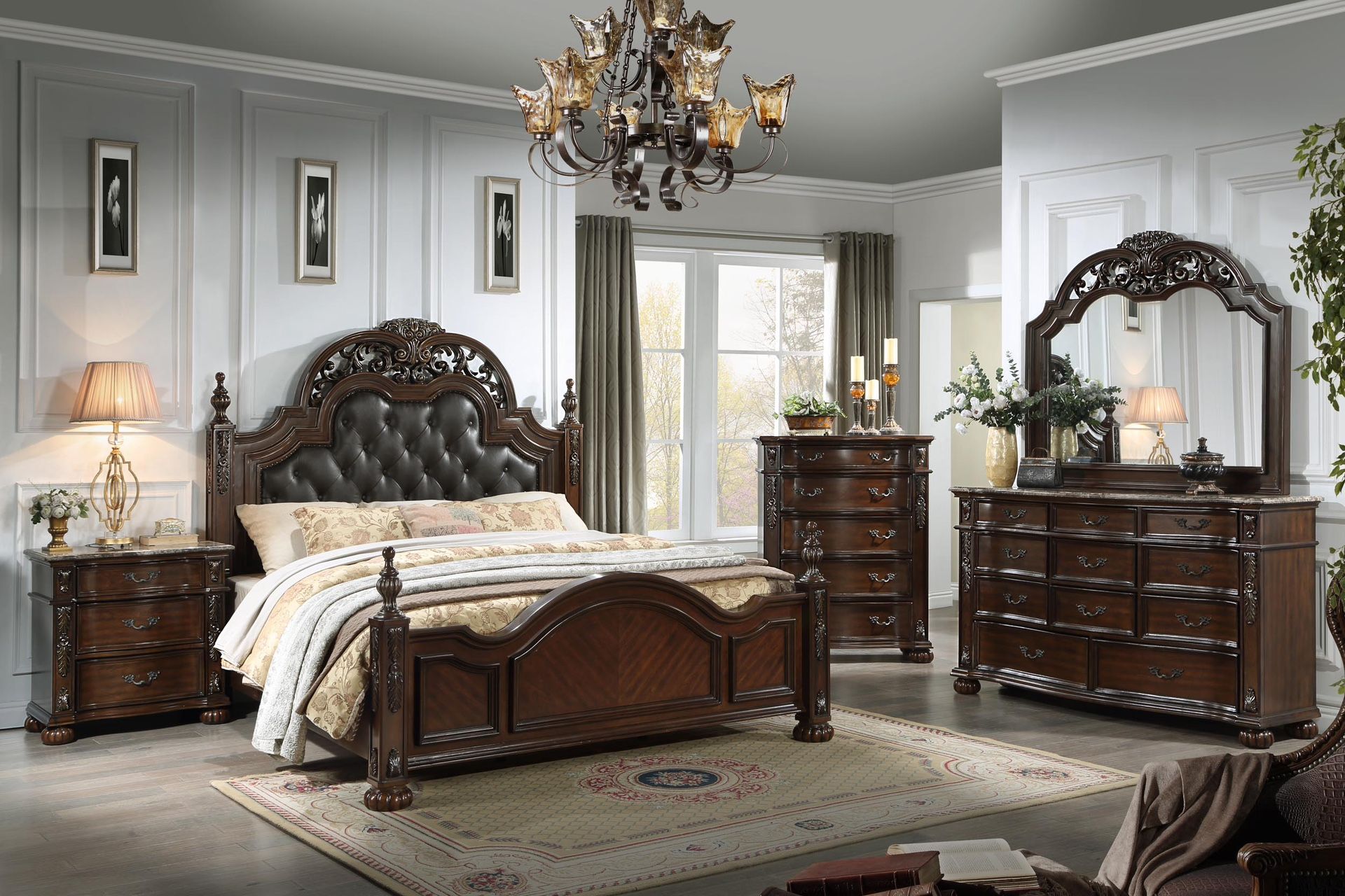 New King Marble Top Bedroom 4pc Set K Furniture & More Lehigh