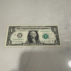 1 Dollar Bill Fancy Serial Number *Lightly Circulated*