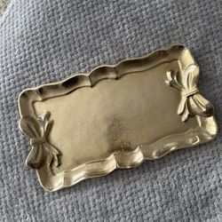 Gold Decorative Tray with Bow Detail