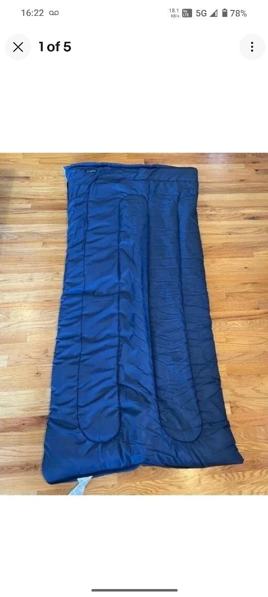LL Bean Poly cotton Camp Sleeping Bag 40F blue