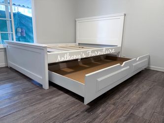 Queen bed with trundle frame