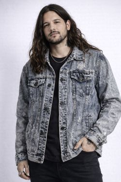 Rolling Paper XL Distressed Denim Jacket Acid Wash Blue Ripped Faded Indie Rocker Jean Jacket