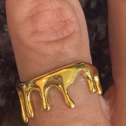 18 karat gold plated, drip fashion ring