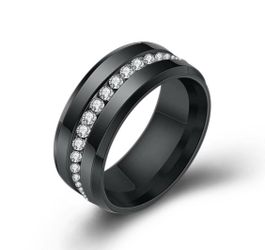 New s925 black gunmetal wedding ring set engagement ring men’s ring