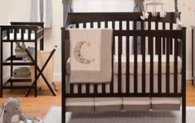 Baby crib w/changing table & hamper