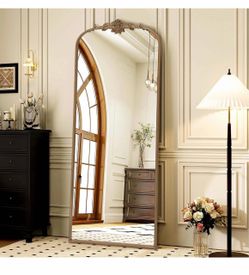 Vintage Mirror Full Length: 21"x56" Brass Gold Arched Body Mirrors