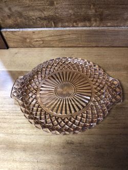 Vintage Pink Glass Serving Plate