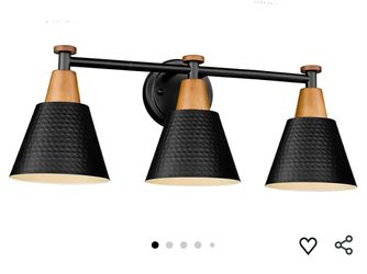 6495: New Black Bathroom Light Fixtures, 3-Light Bathroom Vanity Lights Over Mirror with Hammered Metal Shade, Modern Wall Lamp for Kitchen Bedroom Li