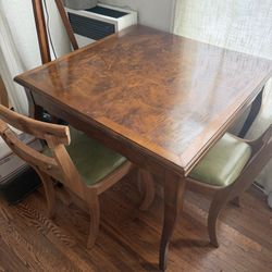Burl Wood Table And French Chairs