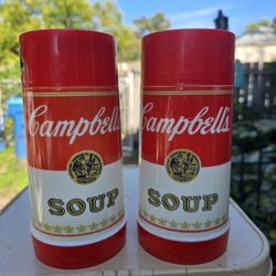 Vintage CAMPBELLS SOUP Advertising Lunch Box Thermos - set of 2