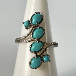 Sonoran Blue Turquoise 6 Stone Ring Size 7