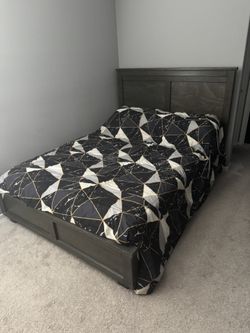 Queen-Sized Brownish Grey Bed frame