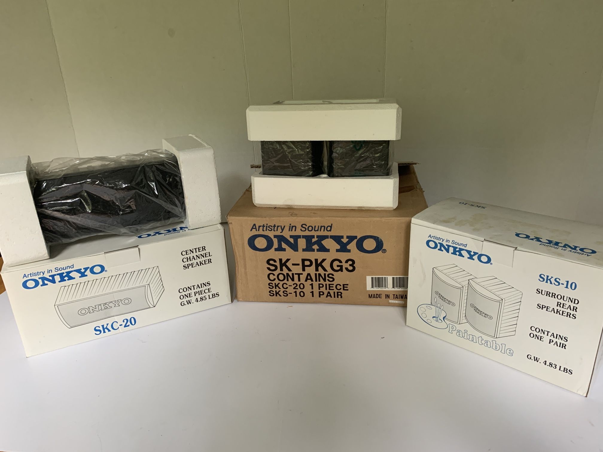 *New* Set Onkyo Satellite Surround Speakers SKS-10 Pair / Center SKC-20