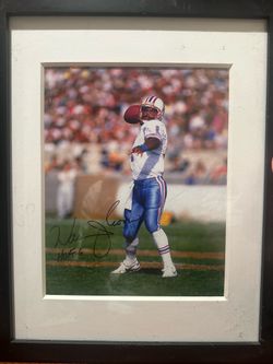 Warren Moon Framed Autographed Photo