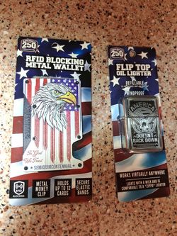 Eagle Lighter and Metal Wallet