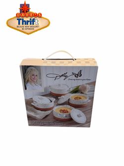 🧡 NEW Dolly Parton Set of 4 Speckled Stoneware Casserole Dishes – $25
