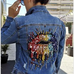 Embroidered Sequined Jeans Jacket