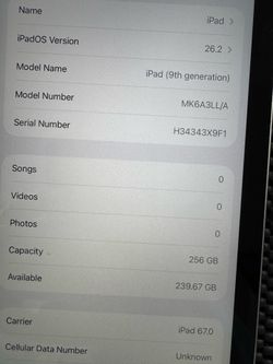 Unlocked 256GB Apple iPad 9 9th Generation *small dent on back