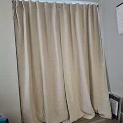 Beige Linen-Look Curtain Panels