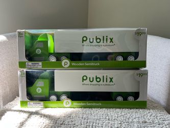 2 Publix Wooden Semi Trucks