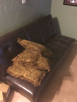 Leather futon and pillow