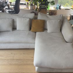 White (Natural) Sectional Sofa with Chaise Lounge