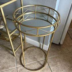 Glass Gold End Table 