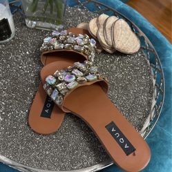 Aqua Rhinestone/crystal/embellished Sandals