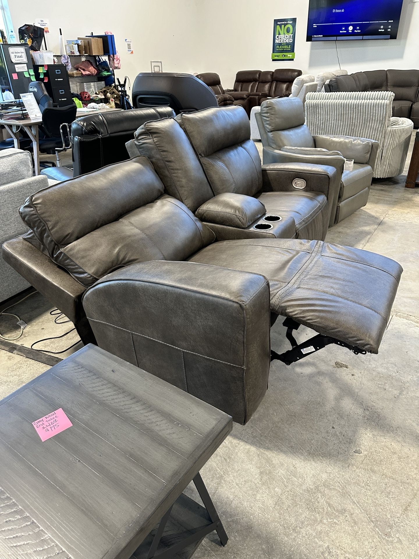 Last One! Top Grain Leather Power Loveseat