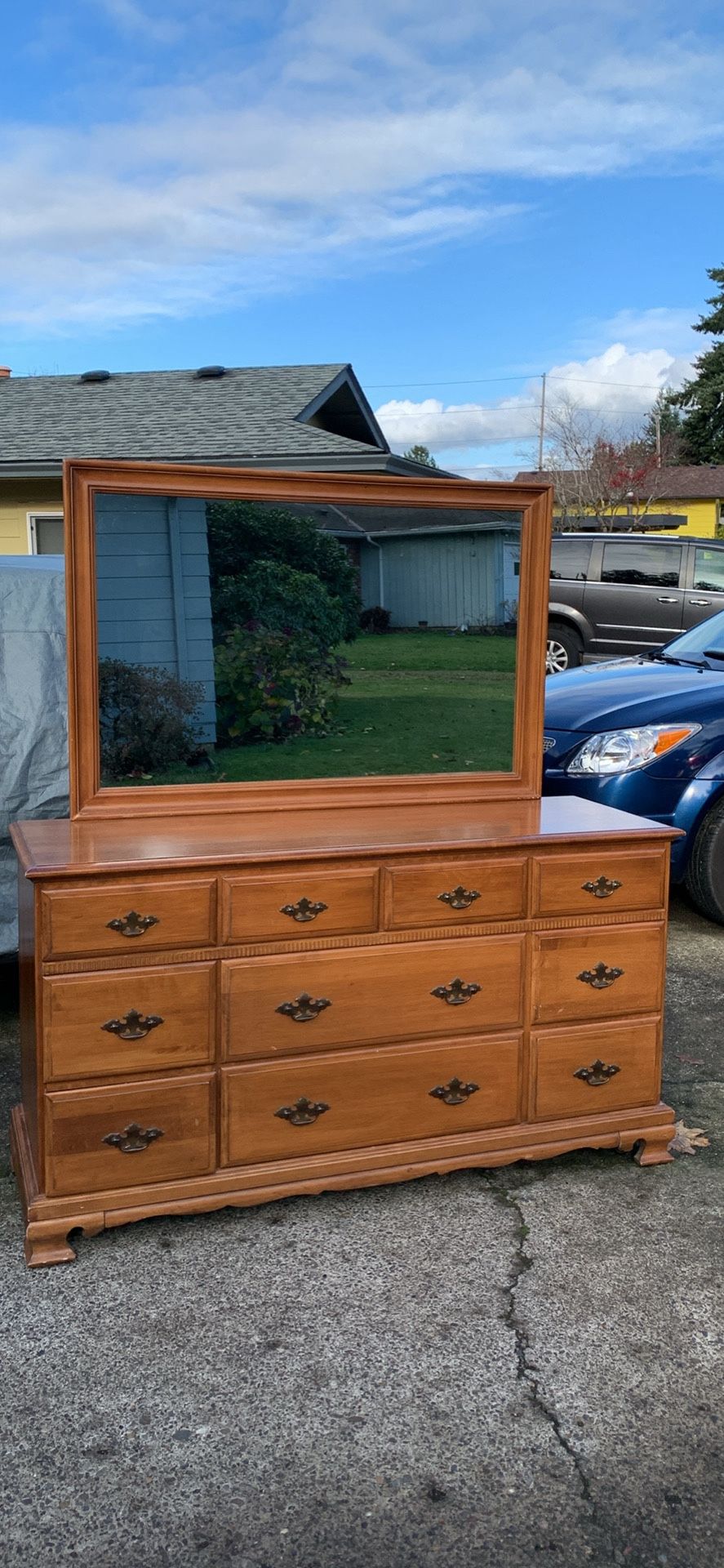 Solid Maple Dresser with Mirror