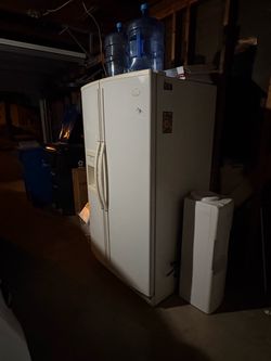 White Side-by-Side Refrigerator with Ice Dispenser