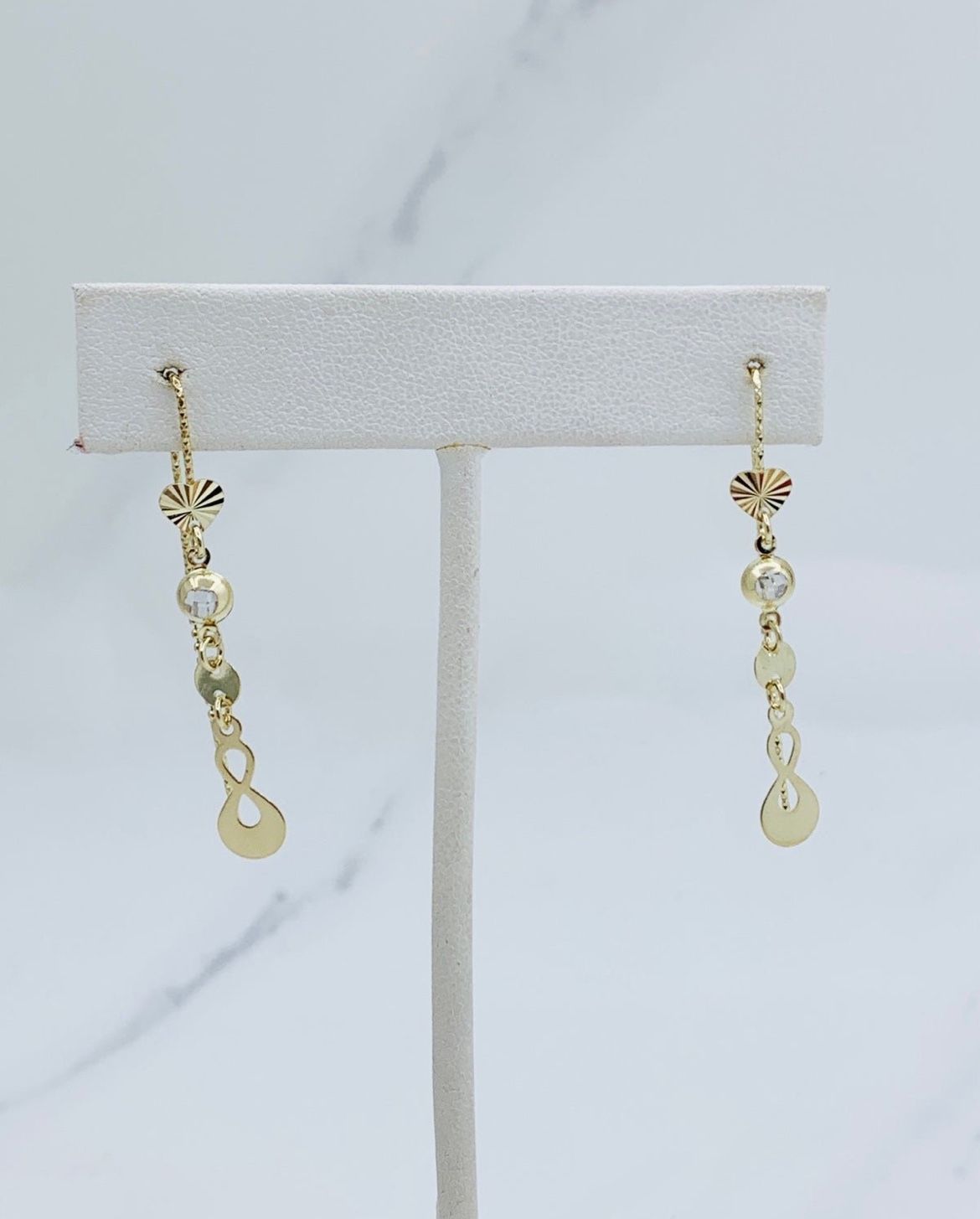 10k solid gold earrings threader Infinity ❤️ ❤️ Aritos de Oro De mujer violadores en 10 Kilate